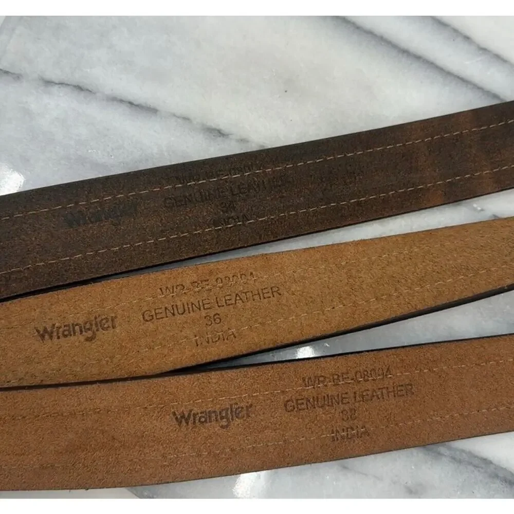 NWT Wrangler men's pebble grain leather belt in brown